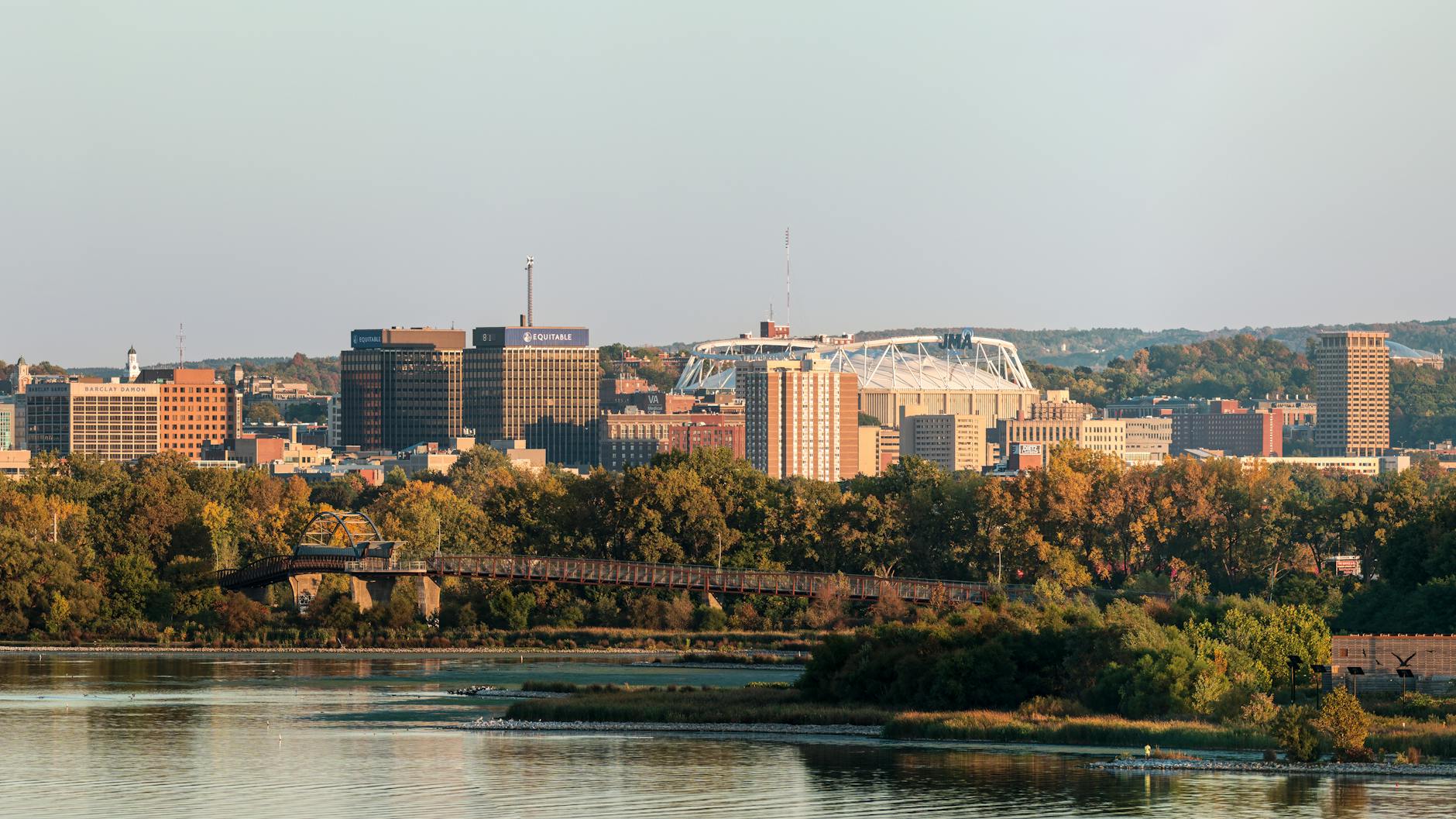 scenic syracuse skyline above onondaga lake